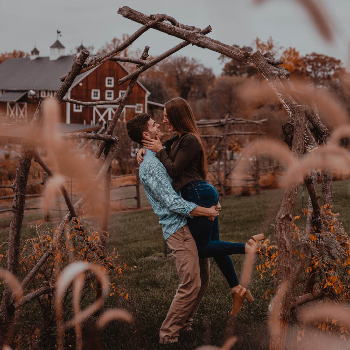 A couple together in the field