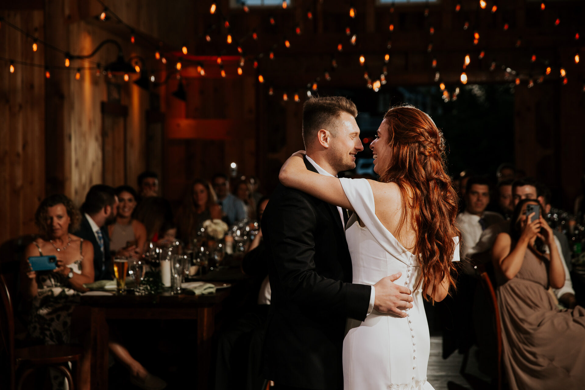 The first dance under string lights
